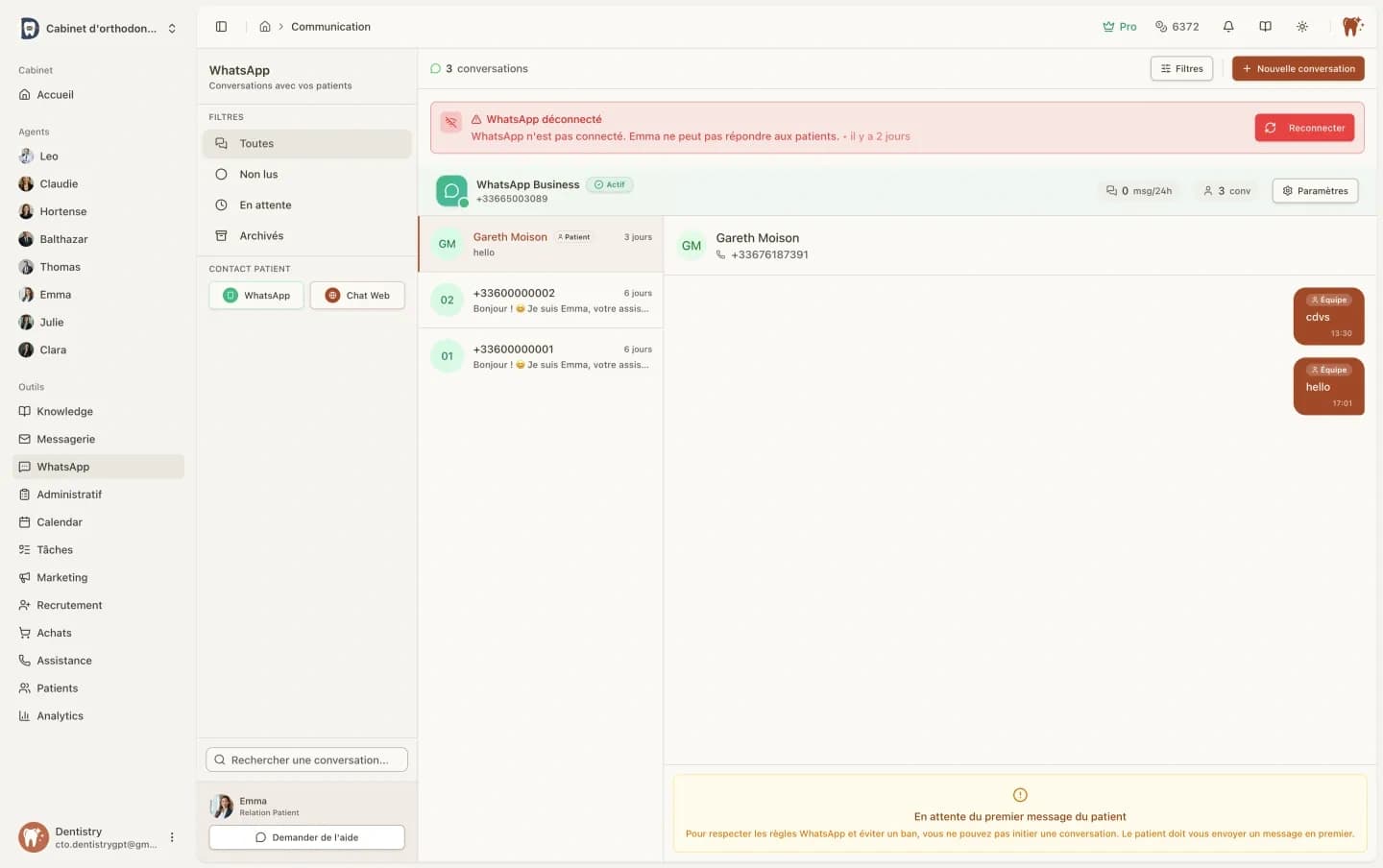WhatsApp - Conversations patients
