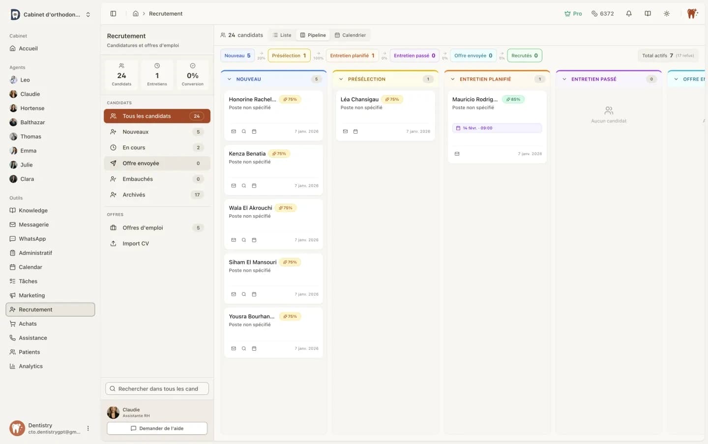 Recrutement - Pipeline candidats