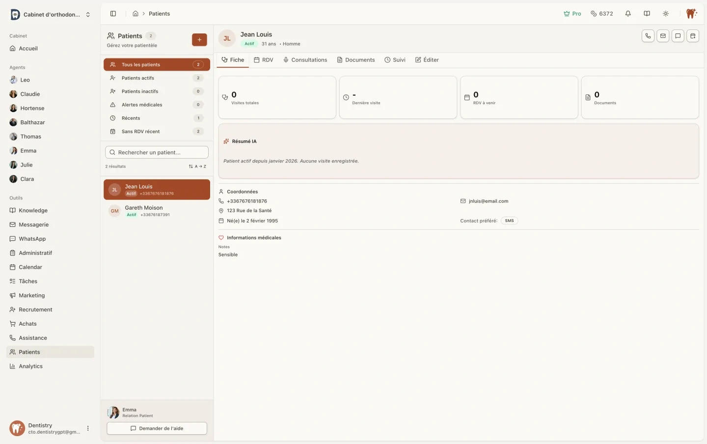 Patient - Fiche détaillée